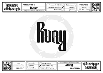 Ambigramm Rory