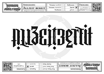 Ambigramm Allzeit bereit