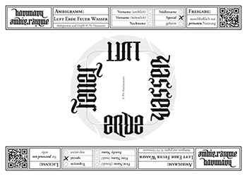 Ambigramm Luft - Erde - Feuer - Wasser